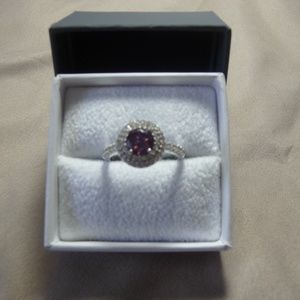 Diamonique Amethyst Halo Ring